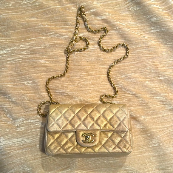 Absolutely stunning Chanelbag gold ombré , gold sparkle specs - Picture 1 of 13